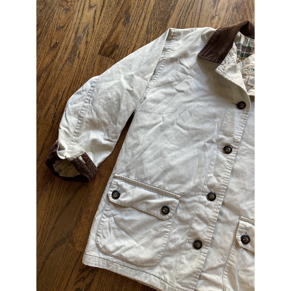 VTG St Johns Bay Chore Jacket Mens Large Beige Flannel Lined Corduroy Collar - Picture 2 of 10